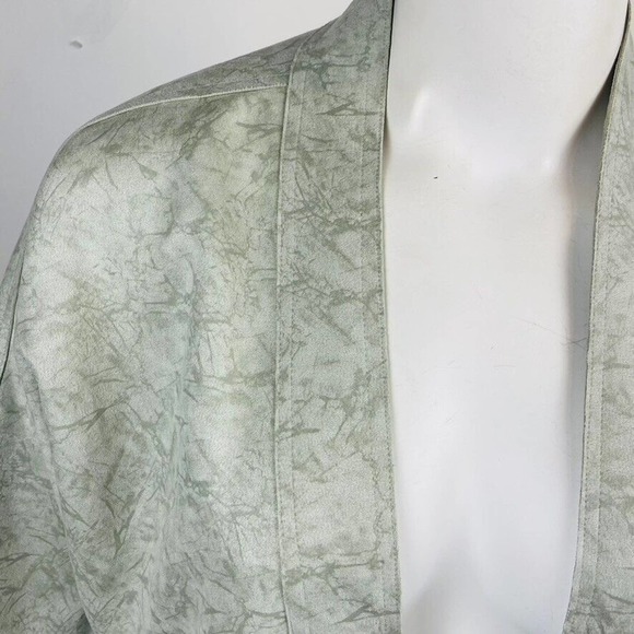 Solitaire Womans Open Front Topper Sz Large 3/4 Sleeve Green Stretch - Picture 2 of 9